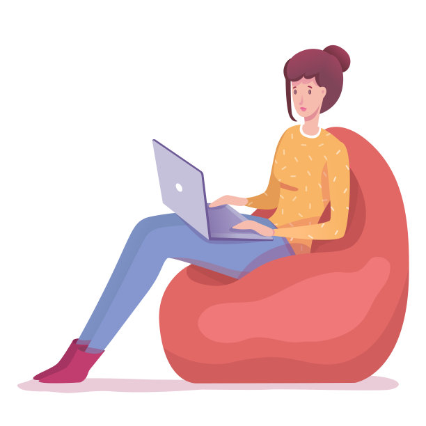 女人在扶手椅上用笔记本电脑工作图片下载