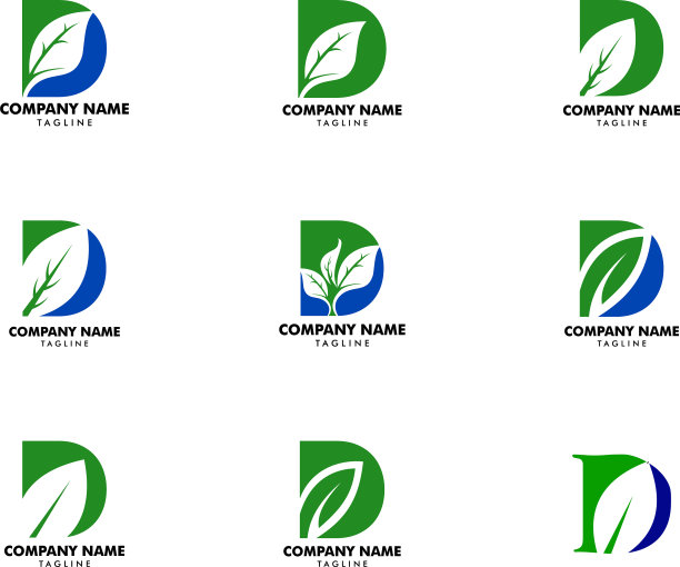 设置首字母d叶子标志设计模板图片下载