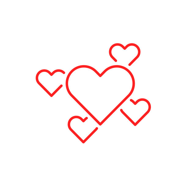 五颗线形红心图片下载