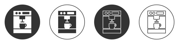 黑咖啡机图标孤立在白色图片下载
