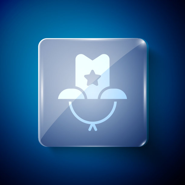 白色西部牛仔帽图标孤立在蓝色图片下载