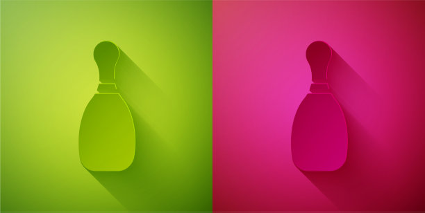 纸切保龄球瓶图标孤立在绿色和图片下载