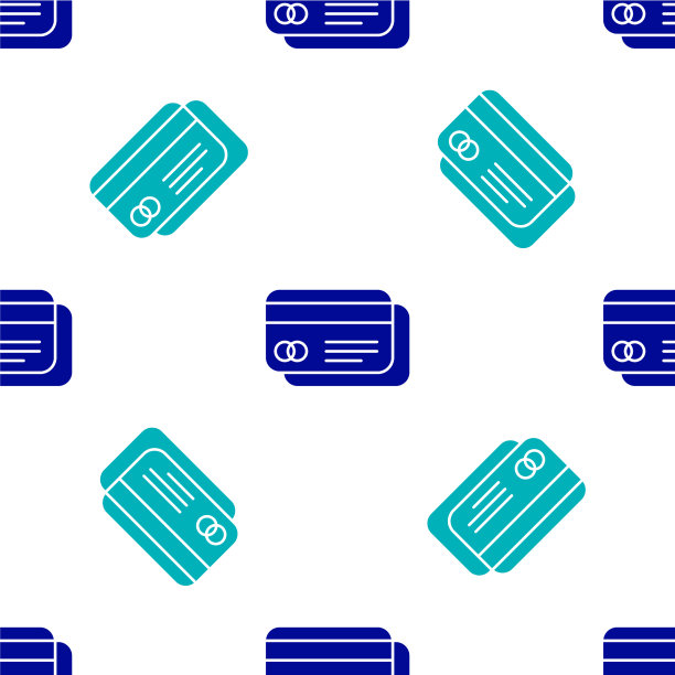 蓝色信用卡图标隔离无缝模式上图片下载