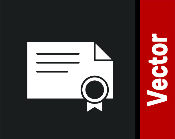 白色证书模板图标隔离在黑色图片下载