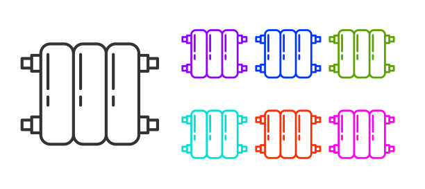 黑色线加热散热器图标隔离在白色图片下载