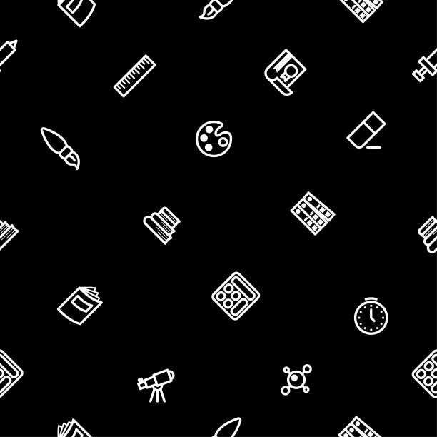 无缝图案元素手绘集合大学学校学习矢量设计风格背景年级教育学习插图图标图片下载