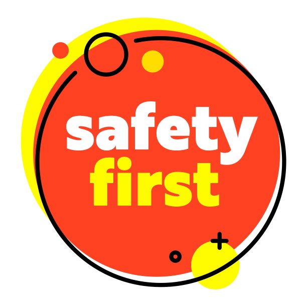 安全第一创意横幅时尚线性风格孤立在白色背景。安全生产标志或标志，道路警告图片下载