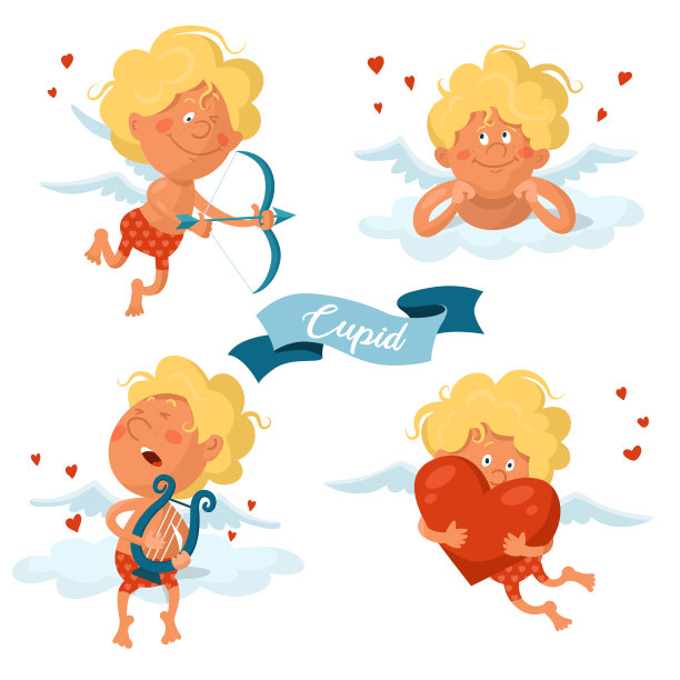 有趣的卡通天使丘比特情人节图片下载