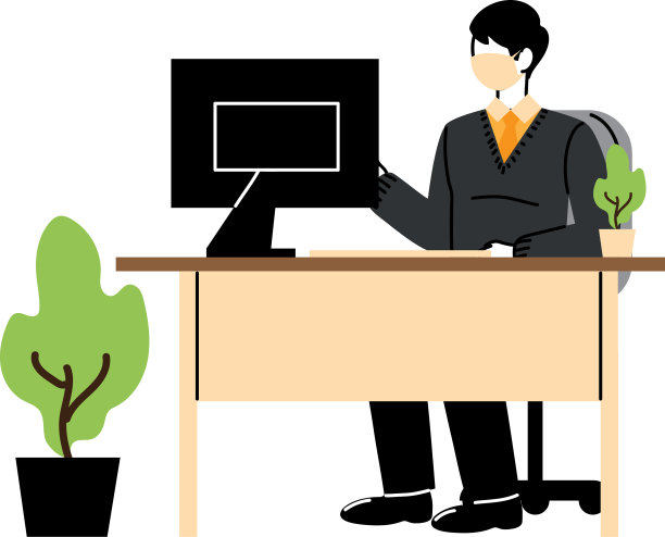 在工作场所戴口罩的男秘书图片下载