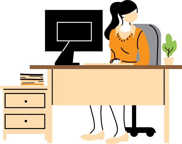 秘书在工作场所戴口罩图片下载