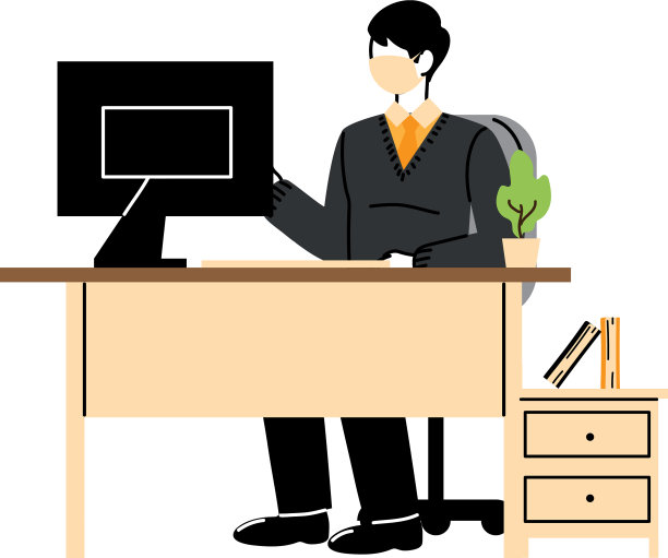 在工作场所戴口罩的男秘书图片下载