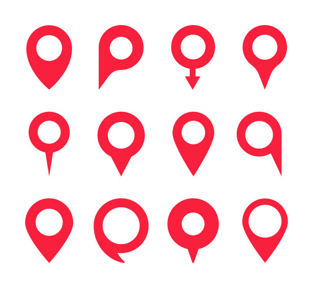 一组红色指针。地图标记。地图别针。导航和位置图标。矢量插图。图片下载
