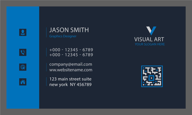 简单的蓝色名片图片下载