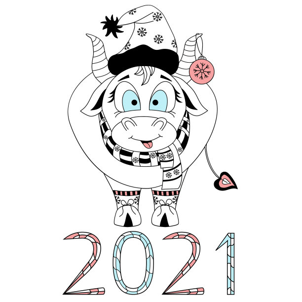 可爱的牛中国新年2021年牛图片下载
