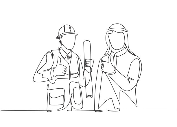 一条连续的线画着穆斯林商人图片下载