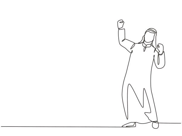 一条线画的是年轻快乐的穆斯林图片下载