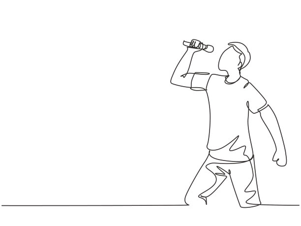 一条单线画着年轻快乐的男性图片下载