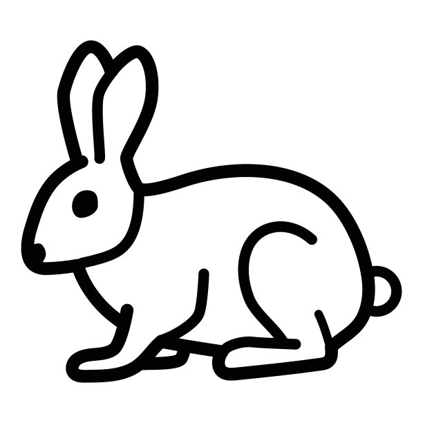 野兔平坦图标孤立在白色背景图片下载