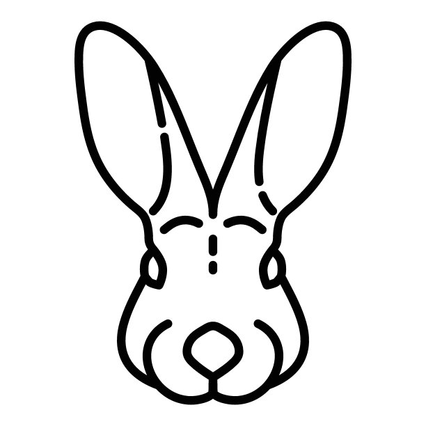 野兔平坦图标孤立在白色背景图片下载