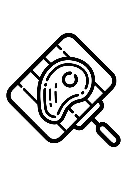 牛排在烧烤平面图标孤立在白色背景图片下载