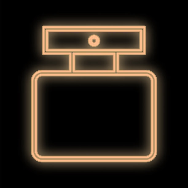 明亮的橙色霓虹香水瓶上的黑色图片下载