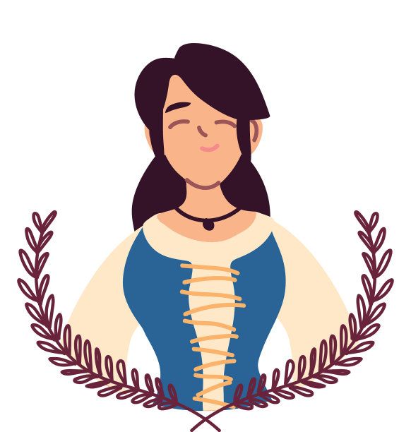 中世纪妇女，穿着衣服，戴着花环图片下载