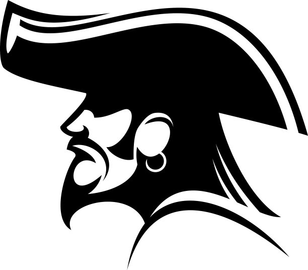 戴着船长帽的海盗孤立的强盗剪影图片下载