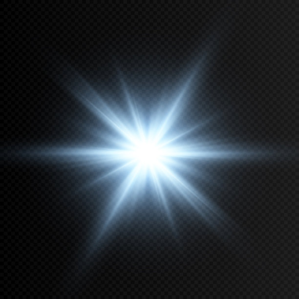 向量蓝色光芒。魔术辉光，蓝光，射线，蓝色闪光png。火花,明星png。矢量图像。图片下载