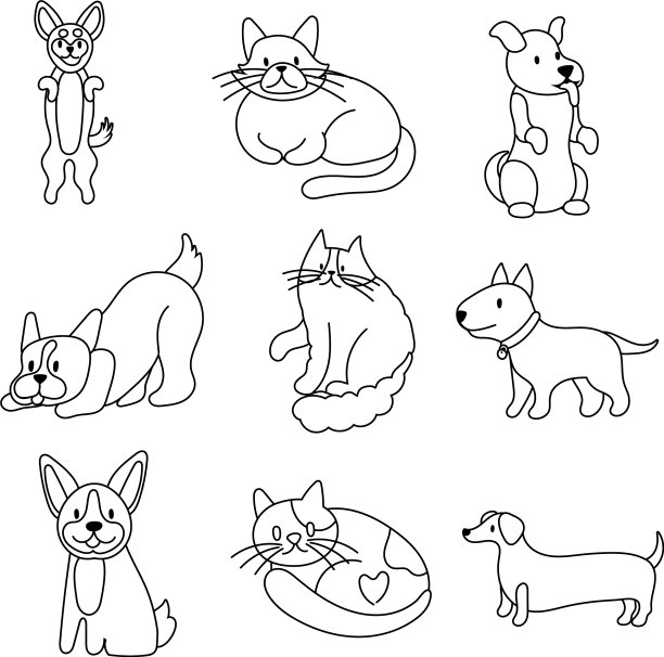 捆绑猫和狗设置图标图片下载