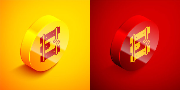 2.5D铁路破损铁轨图标，圆形按钮矢量图图片下载