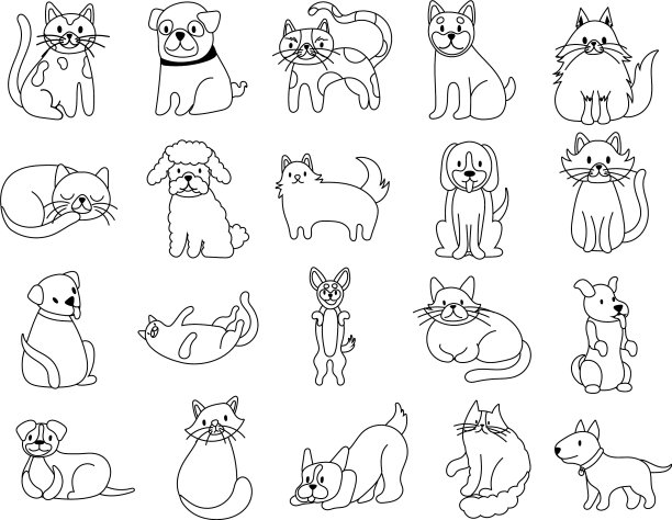 捆绑猫和狗设置图标图片下载