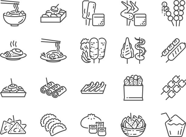 泰国街头食品系列图标图片下载