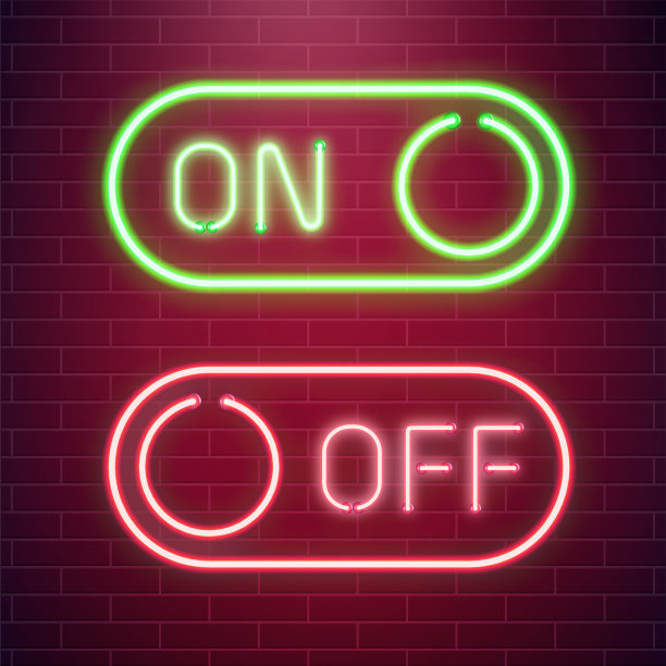 开、关灯霓虹灯拨动开关按钮。矢量插图。荧光光矢量图图片下载