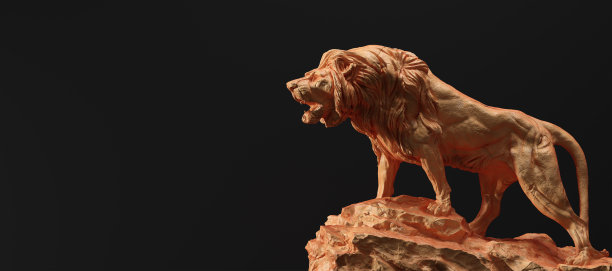 狮吼雕像，泥塑图片下载