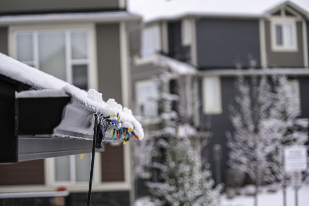 房顶上挂着圣诞灯图片下载
