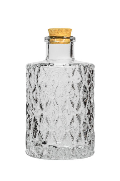 空的玻璃瓶，塞在白色背景上图片下载