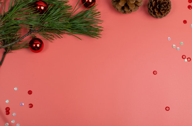 圣诞装饰模型与复制空间俯视图图片下载