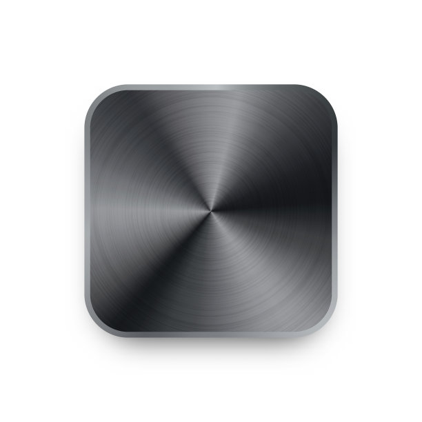 逼真的方形金属铬按钮。钢制音量控制旋钮。应用程序接口设计元素。应用程序图标。矢量图图片下载