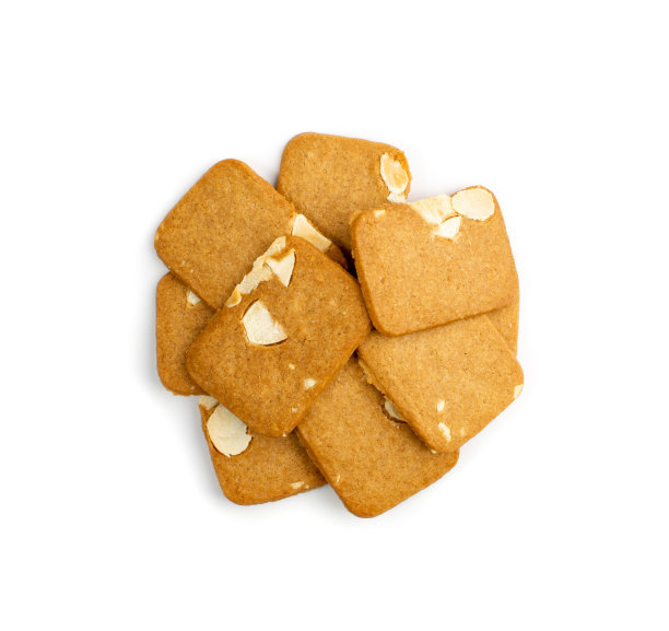 姜脆饼隔离，矩形姜坚果，饼干方饼干图片下载