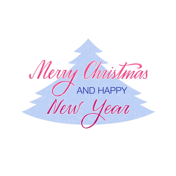 在皮草树上写着“圣诞快乐，新年快乐”图片下载