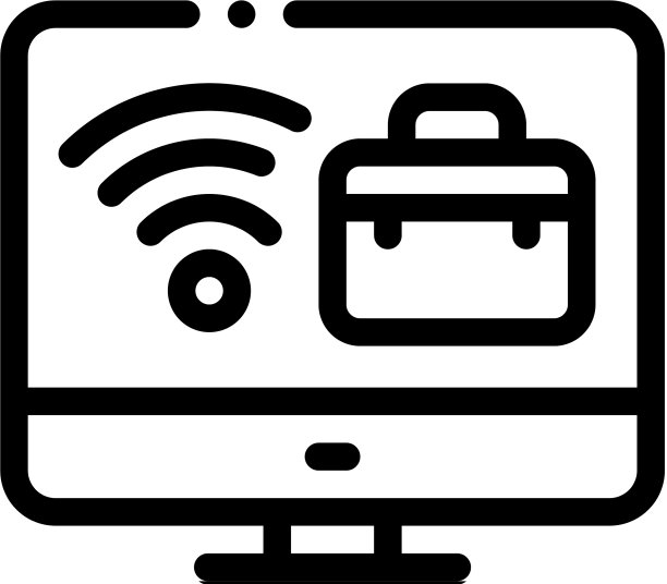 Wi-Fi图标和电脑屏幕上的商务案例图片下载