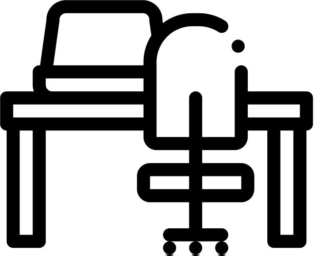 工作场所的桌子和椅子图标轮廓图片下载