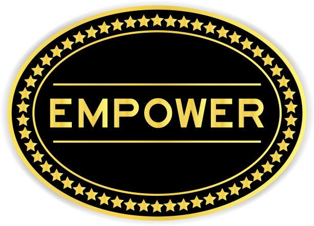 黑色和金色贴纸与文字赋权图片下载