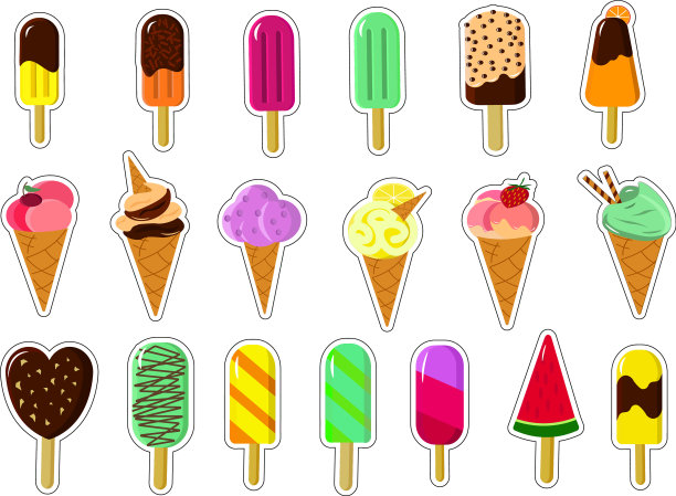 贴纸冰淇淋套装图片下载