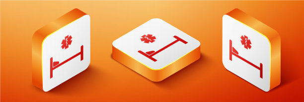 2.5D带有医疗符号的医院病床图片下载