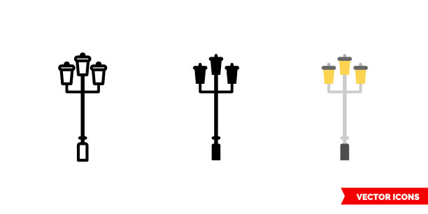 灯柱图标3种类型孤立标志图片下载