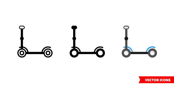 滑板车图标3种类型孤立标志图片下载