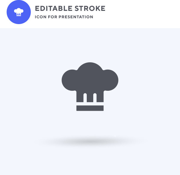 厨师帽图标填充平面标志固体图片下载