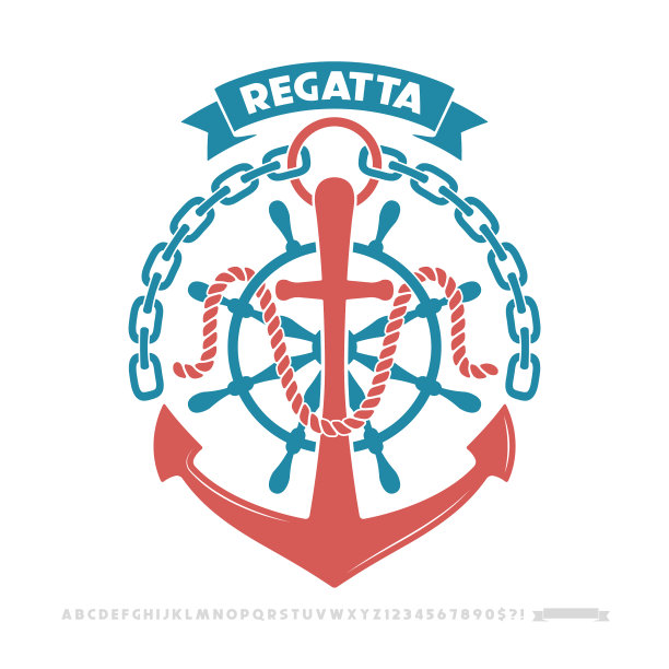 锚标志航海冒险徽章t恤图片下载