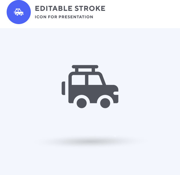 吉普车图标充满了平坦的固体标志图片下载